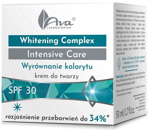 Krem do twarzy Whitening Complex Wyrównanie kolorytu SPF 30 na dzień 50 ml - Ava