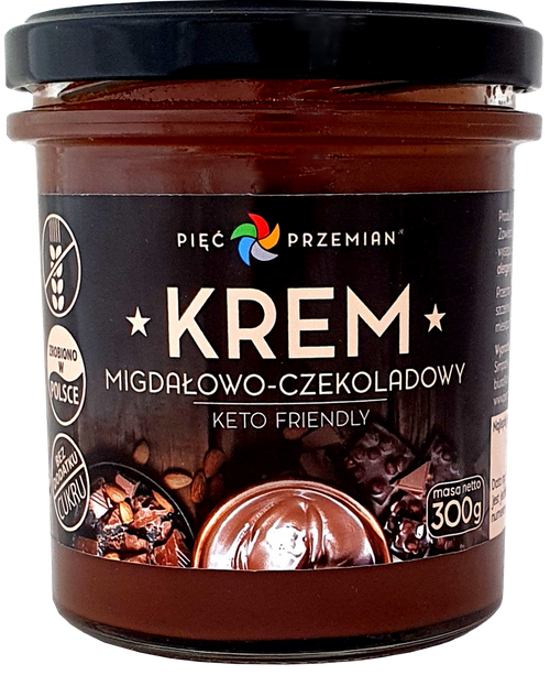 Krem migdałowo-czekoladowy Bez Cukru Bezglutenowy Keto 300 g Pięć Przemian