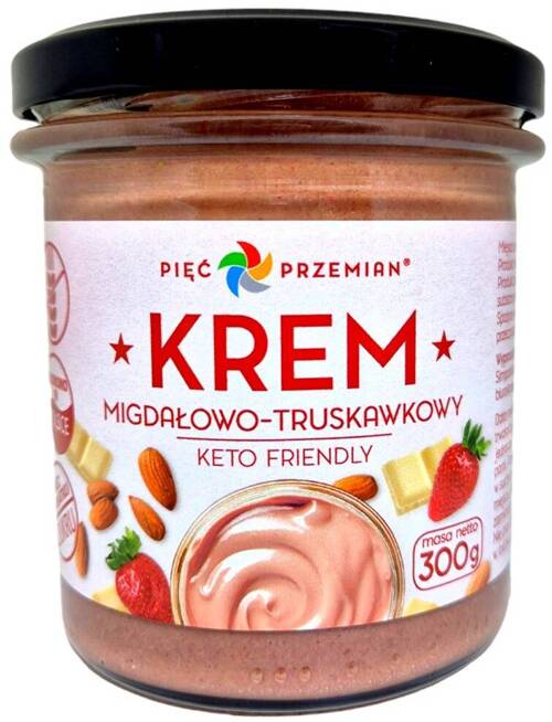 Krem migdałowo-truskawkowy Bez Cukru KETO Pięć Przemian