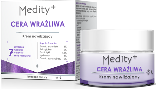 Krem nawilżający do twarzy dzień/noc bezzapachowy 50 ml Medity+ Cera Wrażliwa AVA