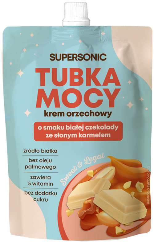 Krem orzechowy Tubka Mocy biała czekolada i słony karmel 5x 50 g Supersonic