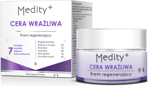 Krem regenerujący do twarzy dzień/noc bezzapachowy 50 ml Medity+ Cera Wrażliwa AVA