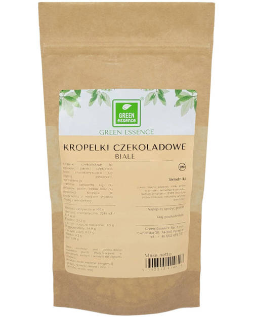 Kropelki czekoladowe Biała Czekolada 24% 250 g dropsy łezki dekoracja