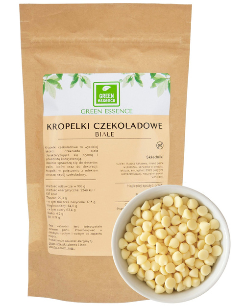 Kropelki czekoladowe Czekolada Biała 24% 100 g dropsy łezki dekoracja