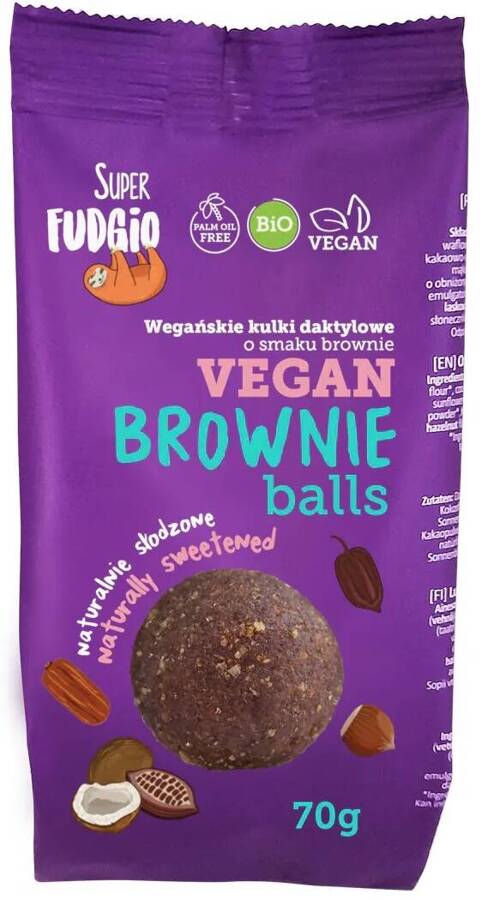 Kulki daktylowe brownie wegańskie BIO 70 g Super Fudgio - VEGE