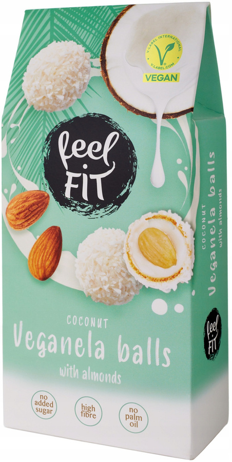 Kulki kokosowe z migdałem Bez Cukru Vege 63 g FeelFIT Veganela Coconut Balls with Almonds