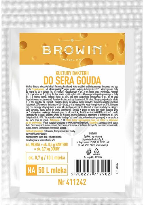 Kultury bakterii do sera gouda Browin - na 50 L mleka