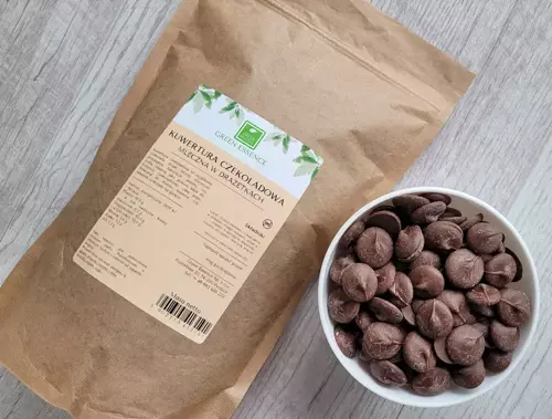 Kuwertura czekoladowa Mleczna Czekolada drażetki 36% 500 g kaletki dropsy pastylki