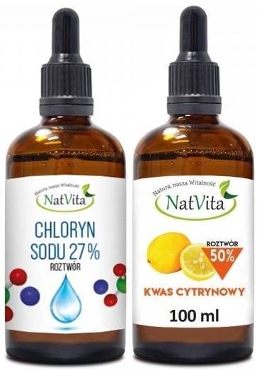 Kwas cytrynowy 50% 100 ml + Chloryn Sodu 27% 100 ml NatVita