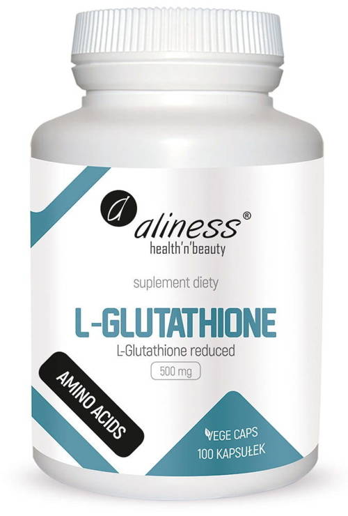 L-Glutathione reduced 500 mg L-Glutation aminokwasy 100 kaps. Vege Aliness - suplement diety