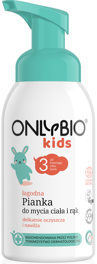 Łagodna pianka do mycia ciała i rąk od 3. roku życia OnlyBio Kids 300 ml