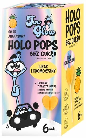 Lizak lokomocyjny Bez Cukru Holo Pops 6 sztuk Joe Glow - suplement diety