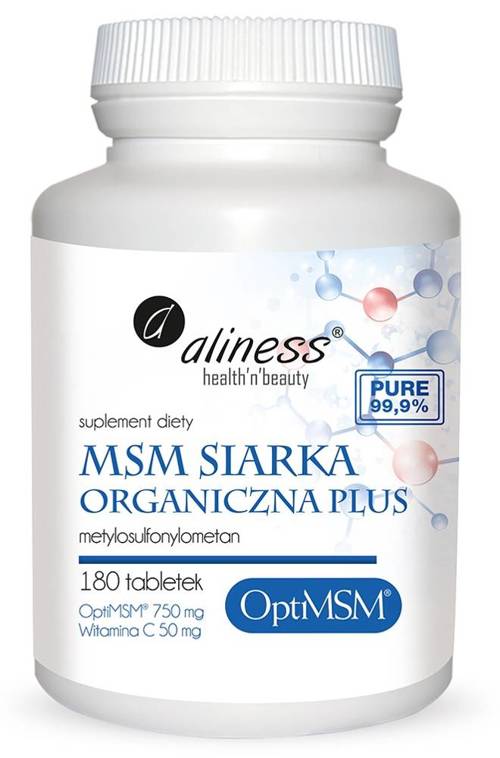 MSM siarka Organiczna Plus 180 tabl. Aliness - suplement diety