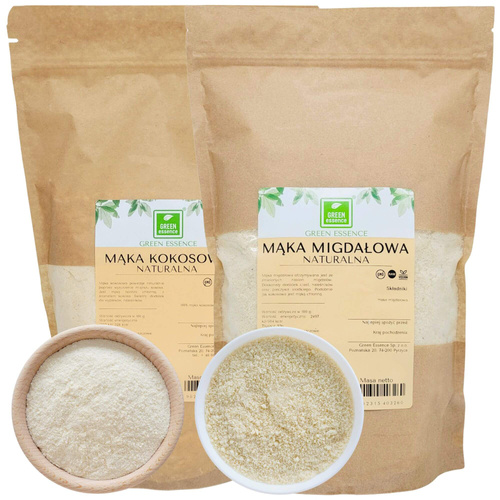 Mąka migdałowa 1 kg migdały mielone + Mąka kokosowa 1 kg - KETO Zestaw