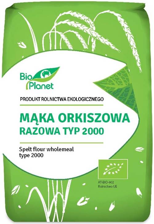 Mąka orkiszowa razowa Typ 2000 - pełnoziarnista Ekologiczna 1 kg - Bio Planet