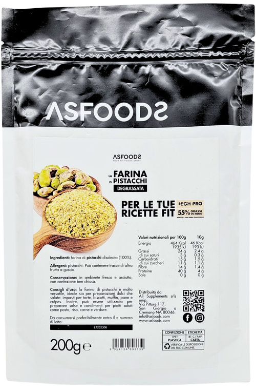 Mąka pistacjowa odtłuszczona Bezglutenowa 200 g ASFoods Farina di Pistacchi - pistacje