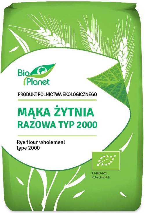 Mąka żytnia pełnoziarnista Typ 2000 Ekologiczna 1 kg - Bio Planet
