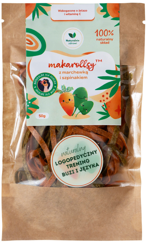 Makarollsy Marchewka-Szpinak - makaron owocowy 50 g Naturalnie Zdrowi