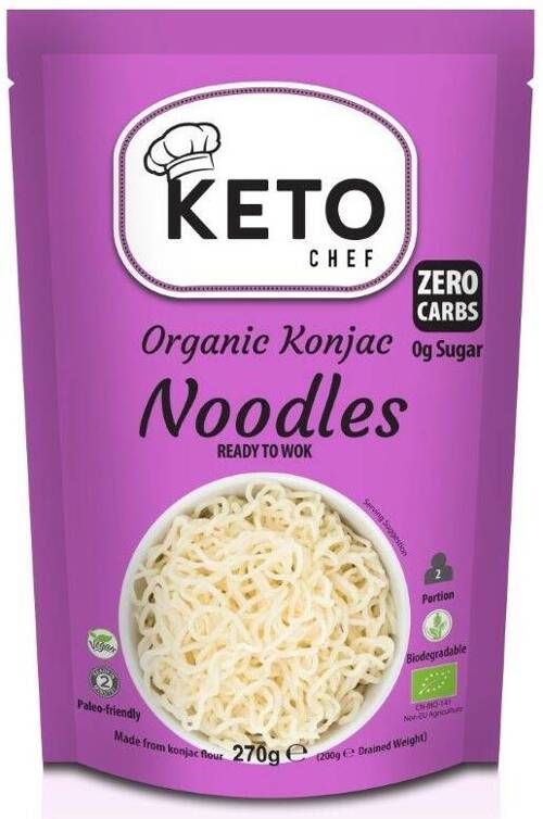 Makaron Konjac Noodles do woka shirataki BIO 270 g Keto Chef Bezzapachowy