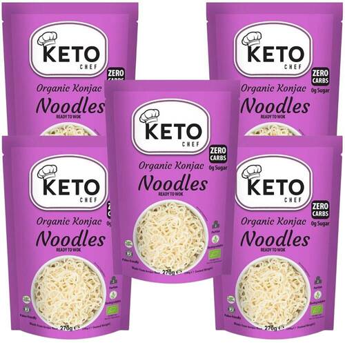 Makaron Konjac Noodles do woka shirataki Bio Zestaw 5x 270 g Keto Chef Bezzapachowy