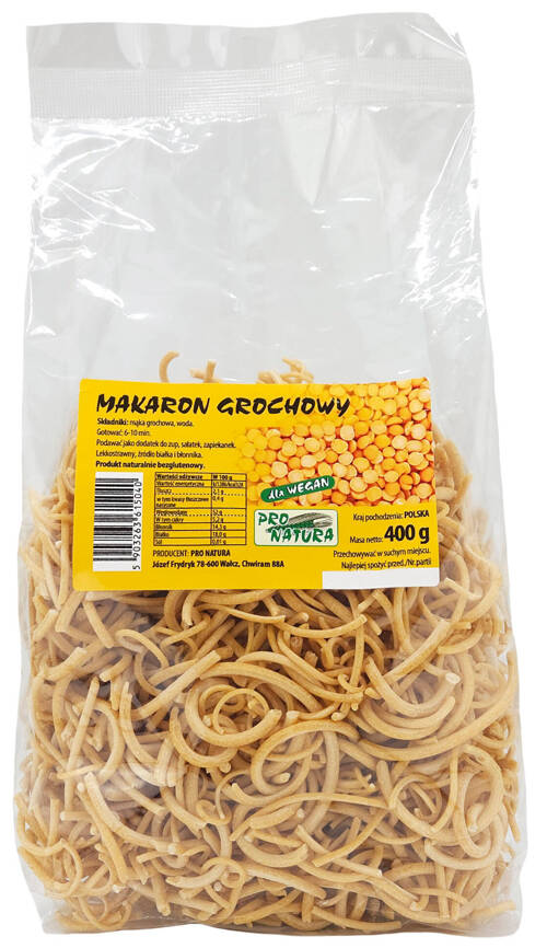 Makaron grochowy z groszku - nitki 400 g - Pro Natura