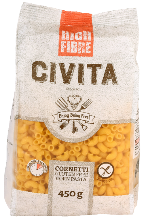 Makaron kukurydziany Bezglutenowy Cornetti Kolanka 450 g Civita High Fibre