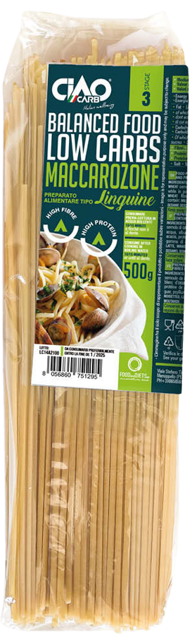 Makaron niskowęglowodanowy Nitki Grube 500 g Ciao Carb Linguine