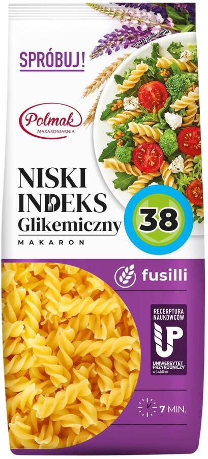 Makaron świderki Fusilli 250 g Polmak Niski Indeks Glikemiczny