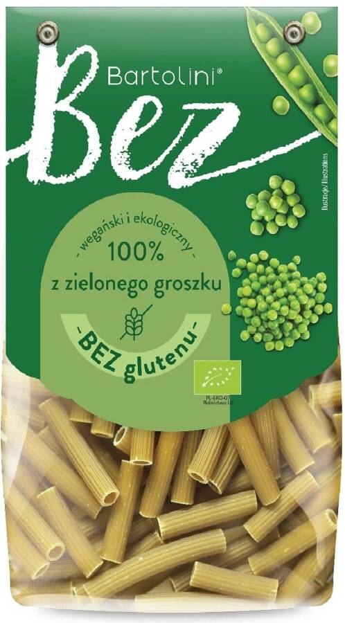 Makaron z zielonego groszku Rurka BIO Bezglutenowy 250 g Bartolini