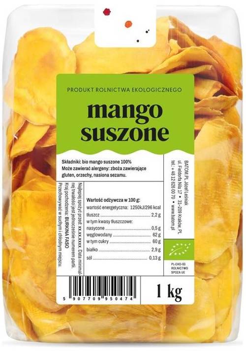 Mango suszone plastry Ekologiczne Bio 1 kg Batom