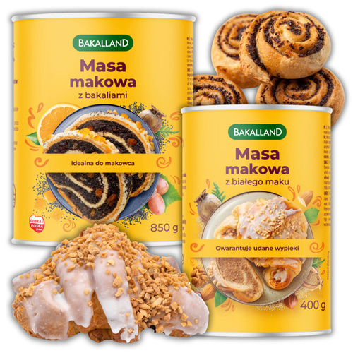 Masa makowa z bakaliami 850 g + z białego maku 400 g - Zestaw Bakalland