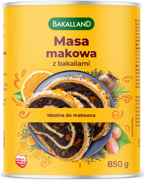 Masa makowa z bakaliami 850 g + z białego maku 400 g - Zestaw Bakalland