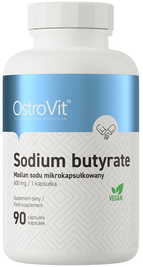 Maślan Sodu 600 mg 90 kapsułek VEGE OstroVit Sodium butyrate - suplement diety Kwas Masłowy