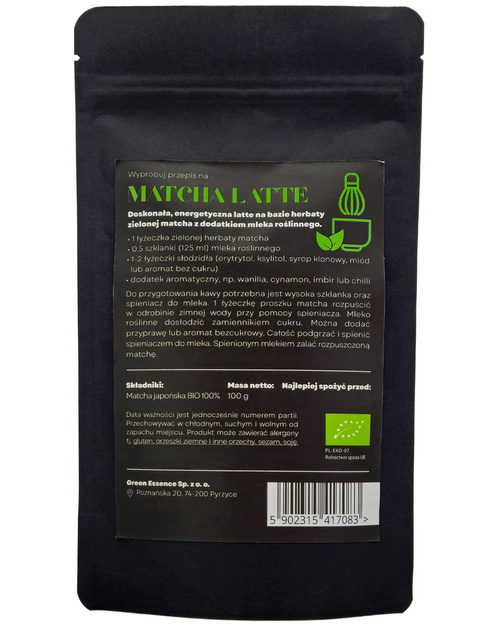 Matcha japońska 100% Organiczna proszek BIO 100 g zielona herbata - Premium Quality z Japonii