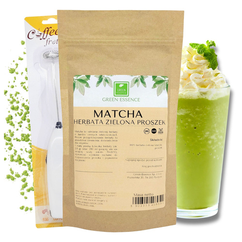 Matcha zielona herbata 100 g + spieniacz do Matcha Latte ZESTAW