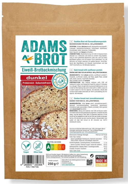 Mieszanka chlebowa chleb ciemny KETO 250 g - Adam's Brot Dunkel