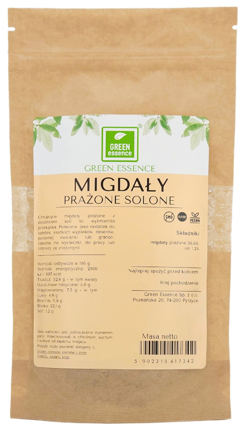 Migdały prażone solone 250 g naturalna chrupiąca przekąska