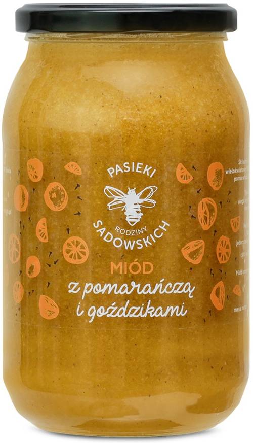 Miód z pomarańczą i goździkami - wielokwiatowy nektarowy 1150 g - Pasieki Rodziny Sadowskich