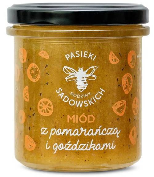 Miód z pomarańczą i goździkami - wielokwiatowy nektarowy 430 g - Pasieki Rodziny Sadowskich