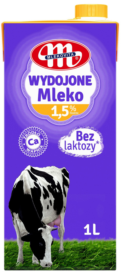 Mleko Wydojone 1,5 % Bez Laktozy UHT 1 L - Mlekovita
