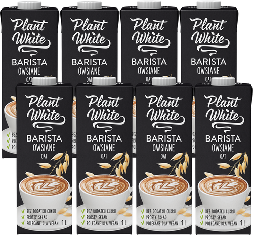 Napój owsiany dla baristów Bez Cukru 8x 1 L Plant White Barista Owsiane - Zestaw