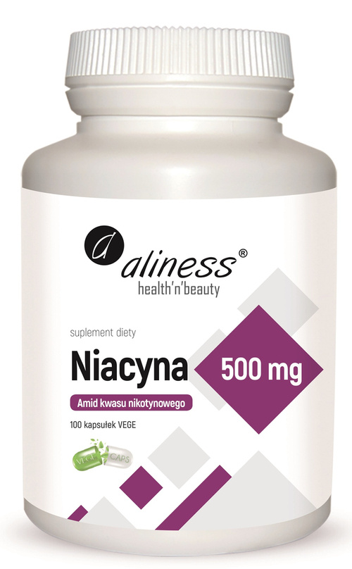 Niacyna 500 mg Amid Kwasu nikotynowego B3 100 kaps. Vege Aliness - suplement diety