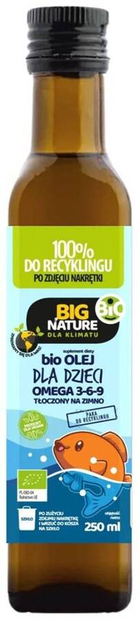 Olej Omega 3-6-9 tłoczony na zimno dla dzieci Bio 250 ml Big Nature