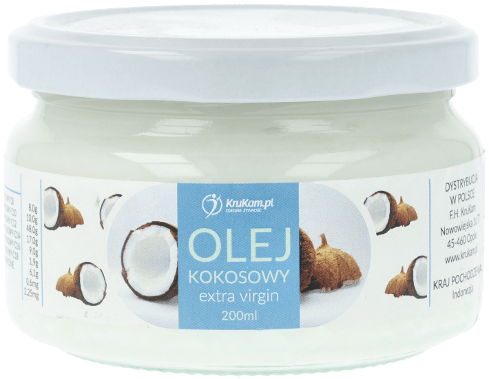 Olej kokosowy Extra Virgin nierafinowany 200 ml tłuszcz Keto - Krukam