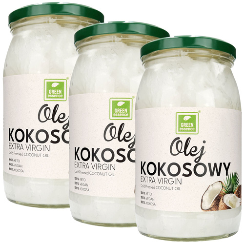 Olej kokosowy nierafinowany Extra Virgin 3x 900 ml - tłoczony na zimno KETO ZESTAW