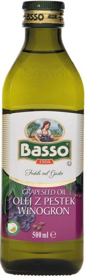 Olej z pestek winogron rafinowany - do smażenia i pieczenia 500 ml - Basso