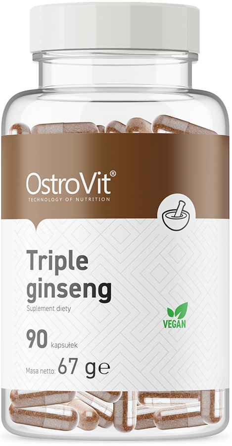 OstroVit Triple Ginseng VEGE 90 kaps. - suplement diety żeń-szeń kompleks