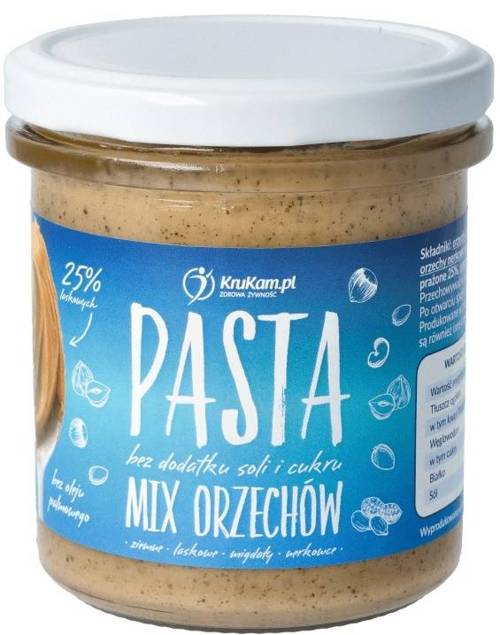 Pasta Mix z orzechów naturalna - masło orzechowe Bez Cukru 300 g KETO - Krukam