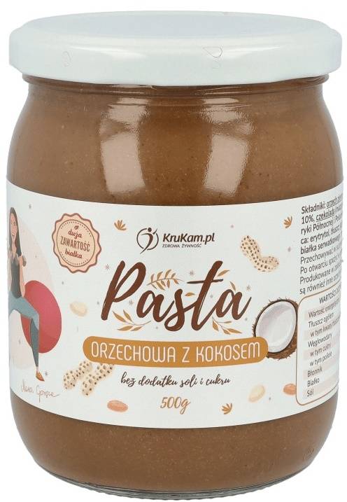 Pasta Orzechowa z kokosem i białkiem WPC naturalna - Marta Gorąca 500 g - Krukam