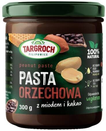 Pasta orzechowa z miodem i kakao Naturalna 300 g - Targroch 